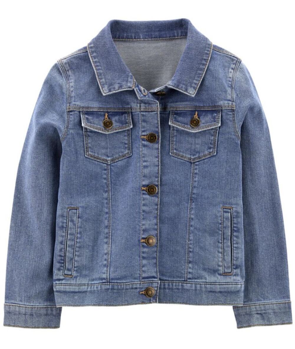 CARTER'S KID NWT Basic Denim Jean Jacket Button Down Medium Blue Girls Size 4